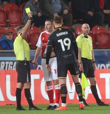201026 - Rotherham United v Newport County - Sky Bet League 2 - Bad temper breaks out in 1st half resulting in yellow cards for Ged Garner of Newport and Paul Mullin of Rotherham