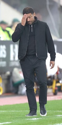 201026 - Rotherham United v Newport County - Sky Bet League 2 - Newport manager Hayden Mullins sees Newport go down 2-0 in 1st half