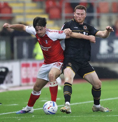 201026 - Rotherham United v Newport County - Sky Bet League 2 - Lee Jenkins of Newport and Jamie Ellis of Rotherham