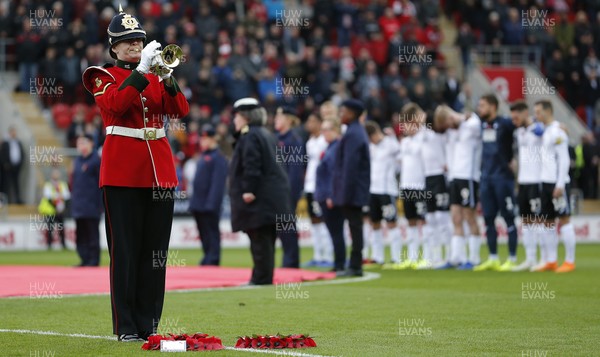 031118 - Rotherham United v Swansea City - Sky Bet Championship - The Last Post played in front of Swansea players before the start of the match for remembrance day