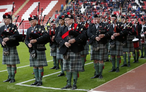 031118 - Rotherham United v Swansea City - Sky Bet Championship - Highland bagpipes launch the match