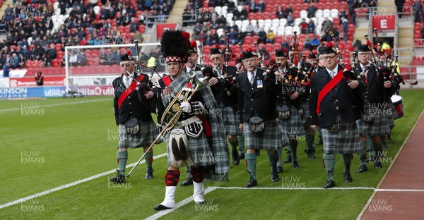 031118 - Rotherham United v Swansea City - Sky Bet Championship - Highland bagpipes launch the match