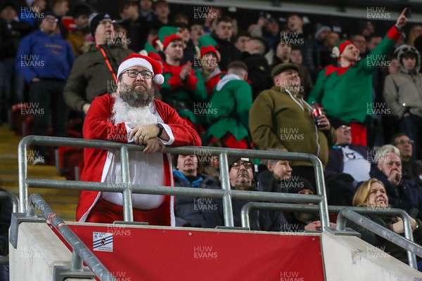 091223 - Rotherham United v Swansea City - Sky Bet Championship - Swansea fan in Santa costume looks on as Rotherham equalise 