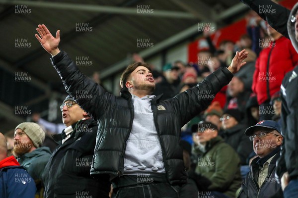 091223 - Rotherham United v Swansea City - Sky Bet Championship - A Swansea fan celebrates 