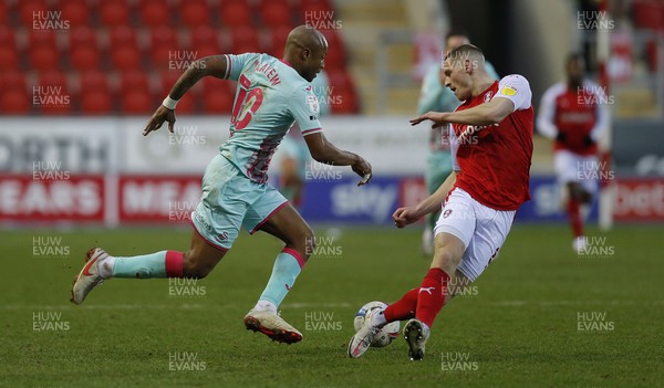 300121 - Rotherham United v Swansea City - Sky Bet Championship - Andre Ayew of Swansea and Ben Wiles of Rotherham United