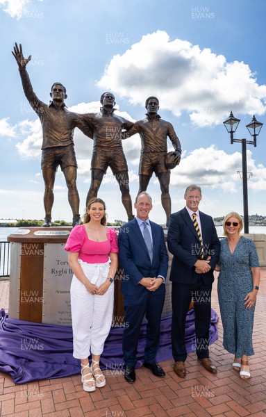 190723 - Cardiff Bay Rugby Codebreakers Statue Unveiling - Members of the Risman family at the unveiling of a statue in Cardiff Bay to celebrate the achievements of rugby players from Cardiff Bay who joined rugby league teams
