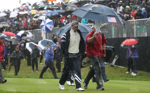 01.10.10.. Ryder Cup 2010, Celtic Manor, Newport, south Wales -  Tiger Woods makes his way up the first fairway 