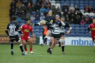 04.02.12 - Sale Sharks v Scarlets - LV= Cup.Sale's Dwayne Peel takes a high ball..