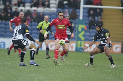 04.02.12 - Sale Sharks v Scarlets - LV= Cup.Scarlets' Andy Fenby kicks through..