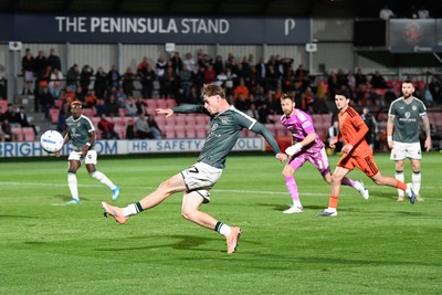 010926 - Salford City v Newport County - Sky Bet League 2 - Alfie Merritt of Newport County has an attempt at goal but puts it wide