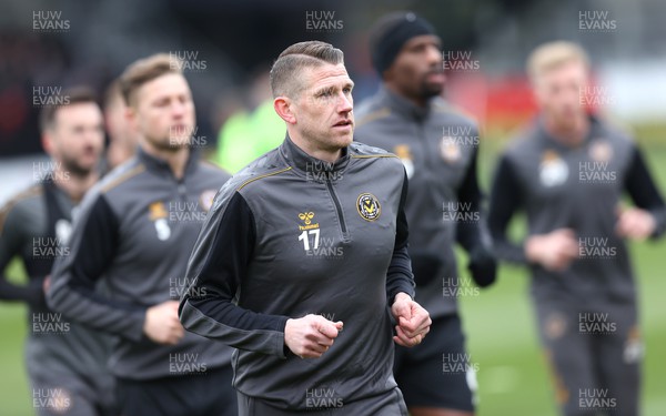040323 - Salford City v Newport County - Sky Bet League 2 - team led by Scot Bennett of Newport County warm up