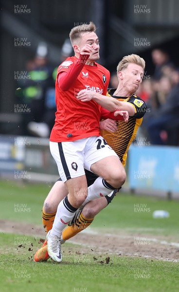 040323 - Salford City v Newport County - Sky Bet League 2 - Hayden Lindley of Newport County and Luke Bolton of Salford City