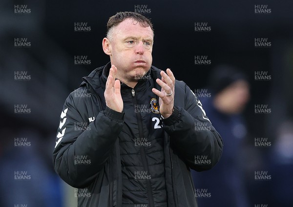 040323 - Salford City v Newport County - Sky Bet League 2 - Manager Graham Coughlan of Newport County at the end of the match applauds the Newport fans