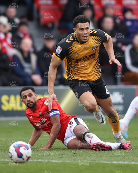 040323 - Salford City v Newport County - Sky Bet League 2 - Priestley Farquharson of Newport County and Ibou Touray of Salford City