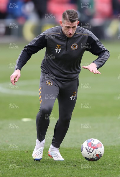 040323 - Salford City v Newport County - Sky Bet League 2 - Scot Bennett of Newport County warms up