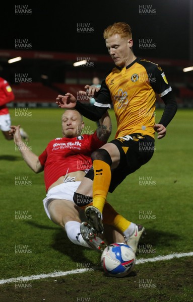 151220 - Salford City v Newport County - Sky Bet League 2 - Brandon Cooper of Newport County and Ibou Touray of Salford City