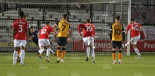 151220 - Salford City v Newport County - Sky Bet League 2 - Goalkeeper Nick Townsend of Newport County saves the penalty from Ian Henderson of Salford City in the 2nd half