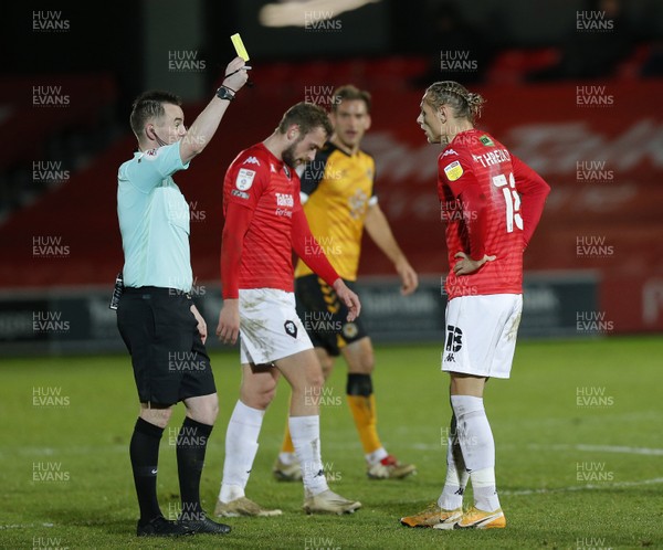151220 - Salford City v Newport County - Sky Bet League 2 - Josh Sheehan of Newport County and Oscar Threlkeld of Salford City who gets a yellow card