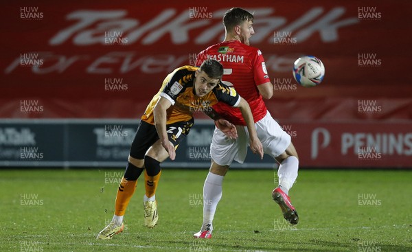 151220 - Salford City v Newport County - Sky Bet League 2 - Ash Baker of Newport County and Ashley Eastham of Salford City