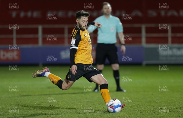 151220 - Salford City v Newport County - Sky Bet League 2 - Josh Sheehan of Newport County takes the penalty