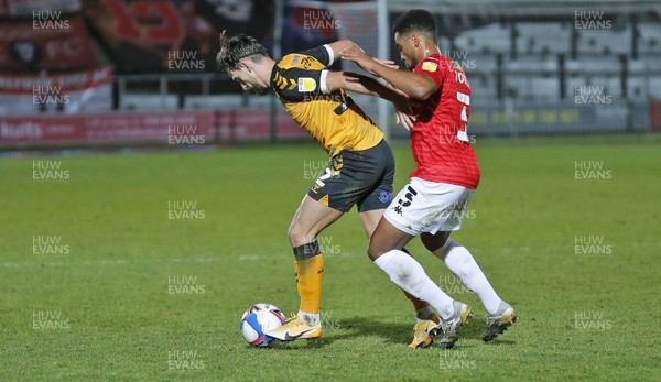 151220 - Salford City v Newport County - Sky Bet League 2 - Liam Shephard of Newport County and Ibou Touray of Salford City