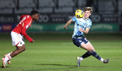 170226 - Salford City v Newport County - Sky Bet League 2 - Tom Davies of Newport and Kelly N'Mai of Salford
