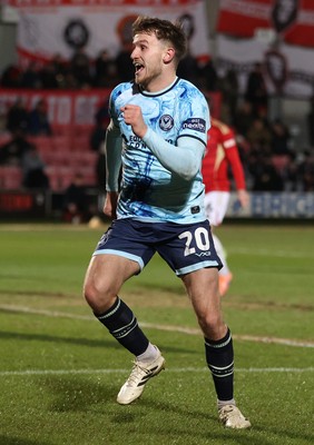 170226 - Salford City v Newport County - Sky Bet League 2 - Ben Lloyd of Newport celebrates scoring 2nd Newport goal
