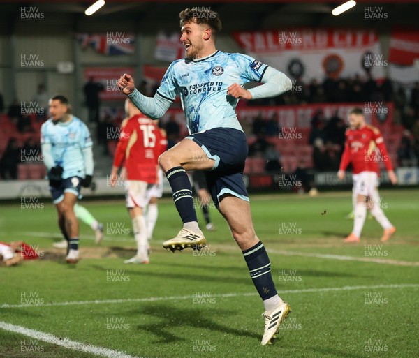 170226 - Salford City v Newport County - Sky Bet League 2 - Ben Lloyd of Newport celebrates scoring 2nd Newport goal