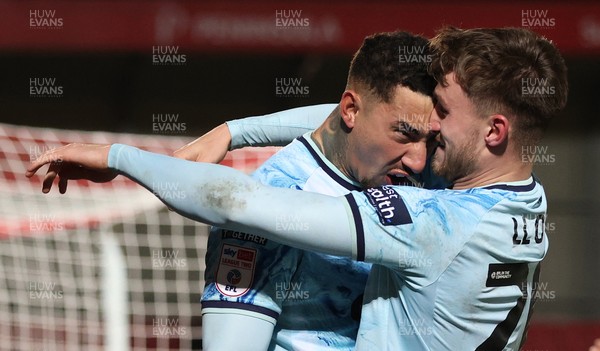 170226 - Salford City v Newport County - Sky Bet League 2 - Ben Lloyd of Newport celebrates with Courtney Baker-Richardson of Newport