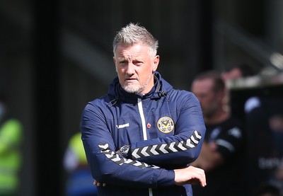 280821 - Salford City v Newport County, Sky Bet League 2 - Newport County assistant manager Wayne Hatswell during the match