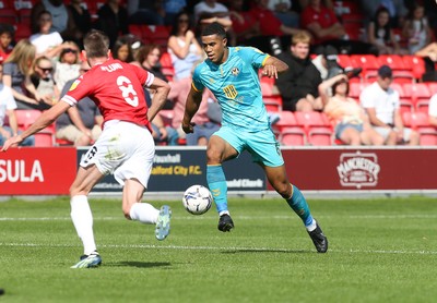 280821 - Salford City v Newport County, Sky Bet League 2 - Priestley Farquharson of Newport County charges forward