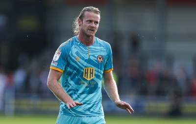 280821 - Salford City v Newport County, Sky Bet League 2 -Alex Fisher of Newport County apologises to the travelling fans at the end of the match