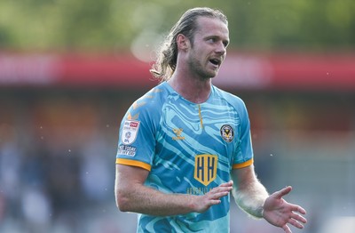 280821 - Salford City v Newport County, Sky Bet League 2 -Alex Fisher of Newport County apologises to the travelling fans at the end of the match