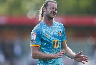 280821 - Salford City v Newport County, Sky Bet League 2 -Alex Fisher of Newport County apologises to the travelling fans at the end of the match