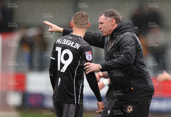 300923 - Salford City v Newport County - Sky Bet League 2 - Manager Graham Coughlan of Newport County gives instructions to Shane McLoughlin of Newport County