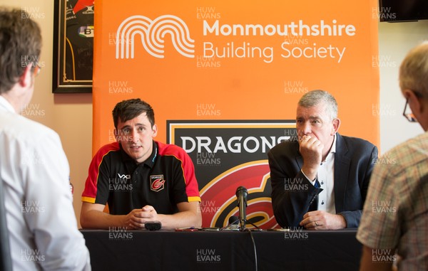 060619 - Dragons Press Conference - New Dragons signing Sam Davies talks to the media alongside Dean Ryan, Dragons Director of Rugby, during press conference at Rodney Parade