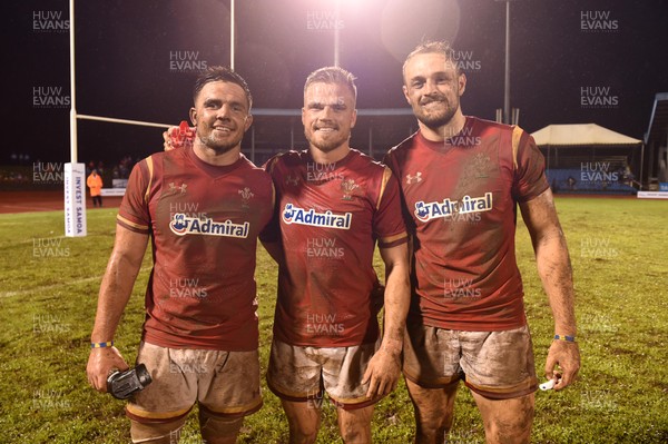 230617 - Samoa v Wales - Ellis Jenkins, Gareth Anscombe, Cory Allen of Wales