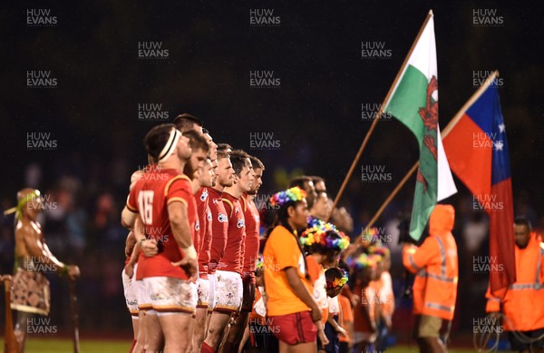 230617 - Samoa v Wales - Wales players during the anthems