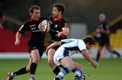 08.10.06  Saracens v Cardiff Blues  Saracens  Kevin Sorell runs into Nick Macleod.  