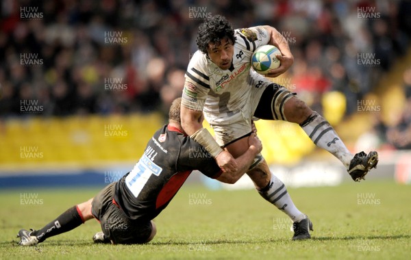 06.04.08 - Saracens v Ospreys - Heineken Cup Quarter Final - Ospreys Filo Tiatia is tackled by Richard Hill 