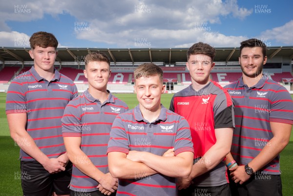 100718 - Scarlets Academy Players - left to right, Jac Price, Joe Roberts, Dafydd Land, Osian Knott and Iestyn Rees