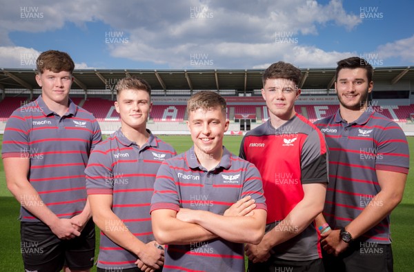 100718 - Scarlets Academy Players - left to right, Jac Price, Joe Roberts, Dafydd Land, Osian Knott and Iestyn Rees