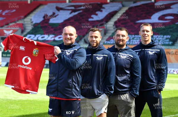 060521 - Scarlets British & Irish Lions - (L-R) Ken Owens, Gareth Davies, Wyn Jones and Liam Williams of Scarlets and Wales after being named in the British & Irish Lions squad to tour South Africa this summer