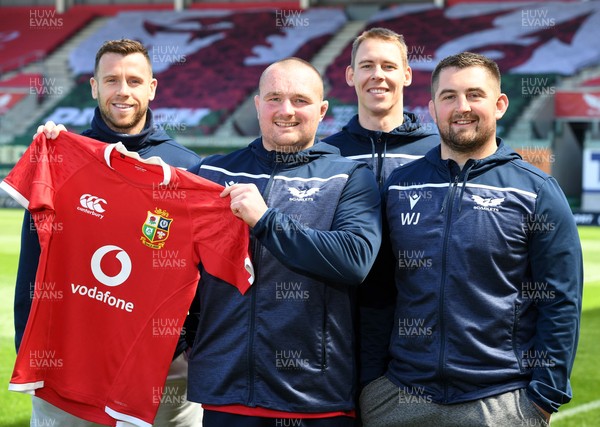 060521 - Scarlets British & Irish Lions - (L-R) Gareth Davies, Ken Owens, Liam Williams and Wyn Jones of Scarlets and Wales after being named in the British & Irish Lions squad to tour South Africa this summer