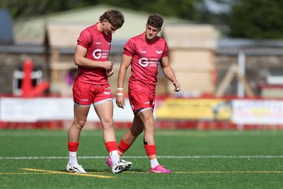 060925 - Scarlets Preseason Friendlies - Scarlets play preseason friendlies v Regional SRC Clubs Llandovery RFC and Carmarthen Quins RFC - Ellis Mee and Tomi Lewis of Scarlets 