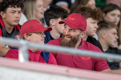 060925 - Scarlets Preseason Friendlies - Scarlets play preseason friendlies v Regional SRC Clubs Llandovery RFC and Carmarthen Quins RFC - Blair Murray and Jake Ball of Scarlets watch from the stand  