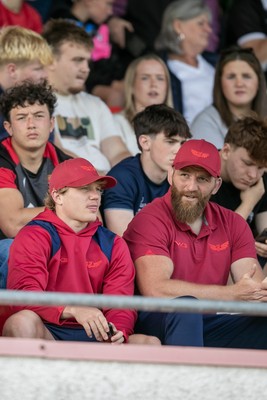 060925 - Scarlets Preseason Friendlies - Scarlets play preseason friendlies v Regional SRC Clubs Llandovery RFC and Carmarthen Quins RFC - Blair Murray and Jake Ball of Scarlets watch from the stand   