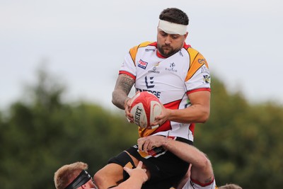 060925 - Scarlets Preseason Friendlies - Scarlets play preseason friendlies v Regional SRC Clubs Llandovery RFC and Carmarthen Quins RFC - Lee Taylor of Carmarthen Quins takes a line out  