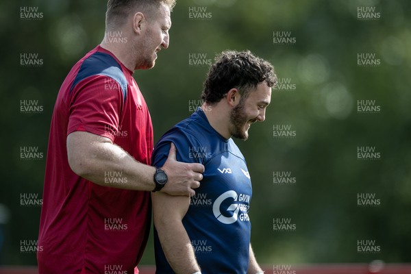 060925 - Scarlets Preseason Friendlies - Scarlets play preseason friendlies v Regional SRC Clubs Llandovery RFC and Carmarthen Quins RFC - Scarlets forwards coach Bradley Davies and Saul Hurley  