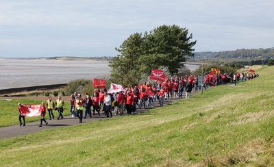 270925 - Scarlets Fans Protest - Scarlets fans march through Llanelli in protest against the Welsh Rugby Union’ s protective plan to get rid of possibly two of the Welsh rugby regions The march finished at Parc y Scarlets ahead of the Scarlets v Munster, United Rugby Championship match